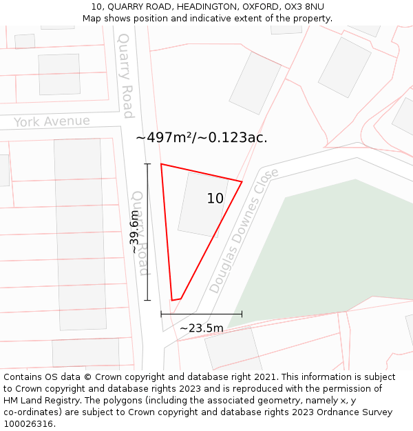 10, QUARRY ROAD, HEADINGTON, OXFORD, OX3 8NU: Plot and title map