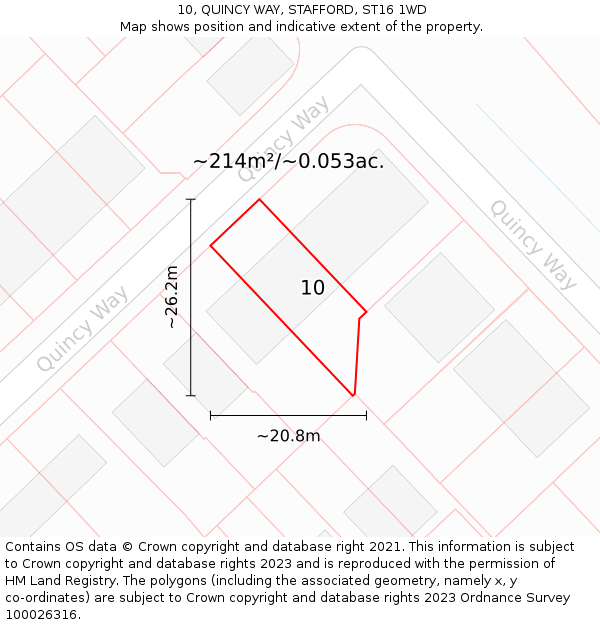 10, QUINCY WAY, STAFFORD, ST16 1WD: Plot and title map