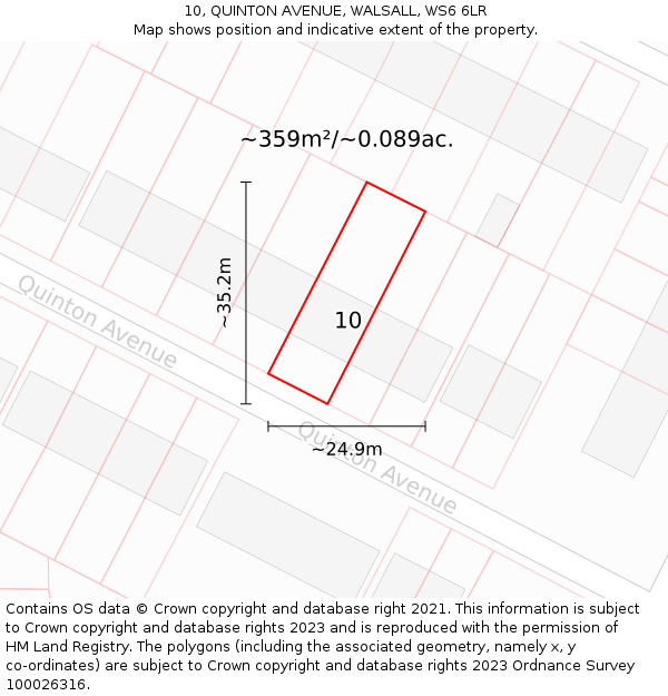 10, QUINTON AVENUE, WALSALL, WS6 6LR: Plot and title map