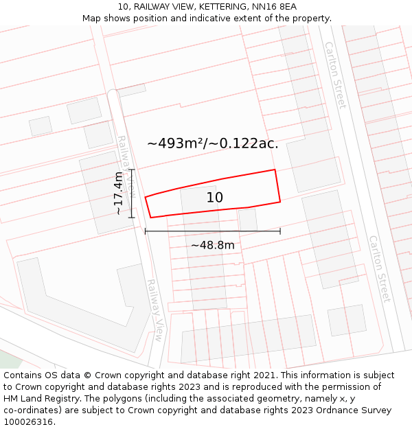 10, RAILWAY VIEW, KETTERING, NN16 8EA: Plot and title map