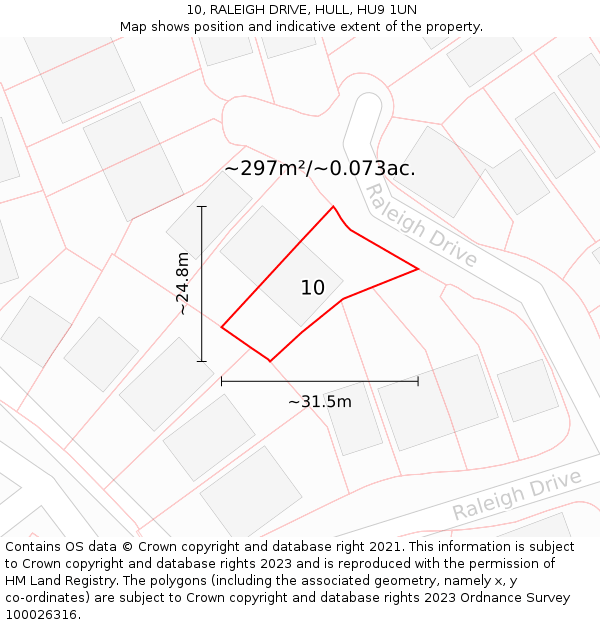 10, RALEIGH DRIVE, HULL, HU9 1UN: Plot and title map