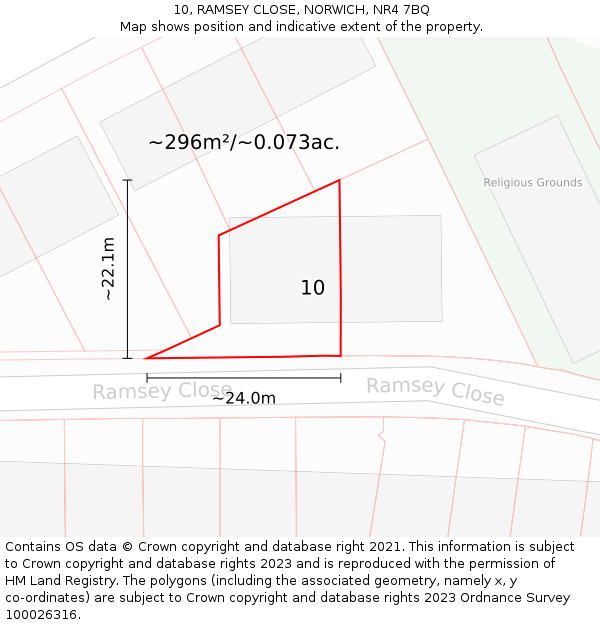 10, RAMSEY CLOSE, NORWICH, NR4 7BQ: Plot and title map