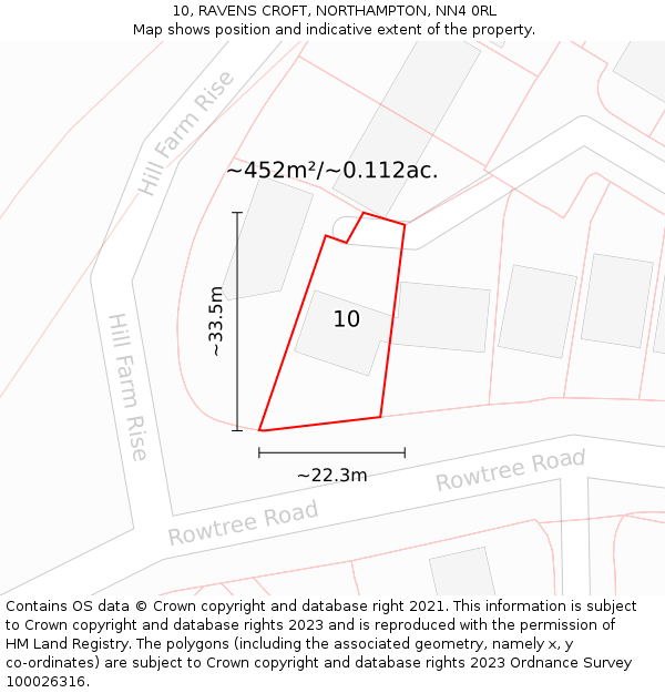 10, RAVENS CROFT, NORTHAMPTON, NN4 0RL: Plot and title map