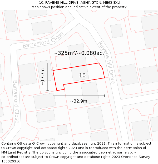 10, RAVENS HILL DRIVE, ASHINGTON, NE63 8XU: Plot and title map