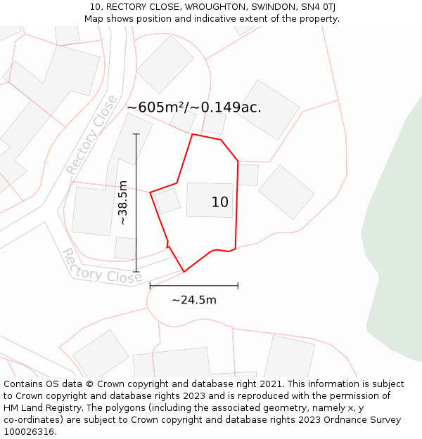 10, RECTORY CLOSE, WROUGHTON, SWINDON, SN4 0TJ: Plot and title map