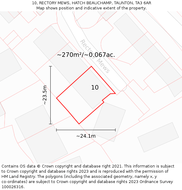 10, RECTORY MEWS, HATCH BEAUCHAMP, TAUNTON, TA3 6AR: Plot and title map