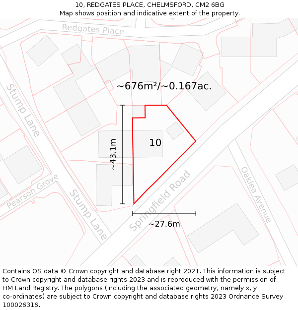 10, REDGATES PLACE, CHELMSFORD, CM2 6BG: Plot and title map