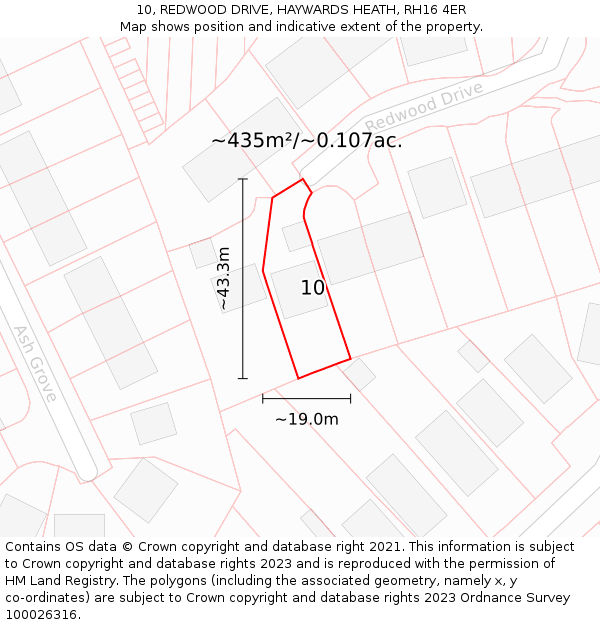 10, REDWOOD DRIVE, HAYWARDS HEATH, RH16 4ER: Plot and title map