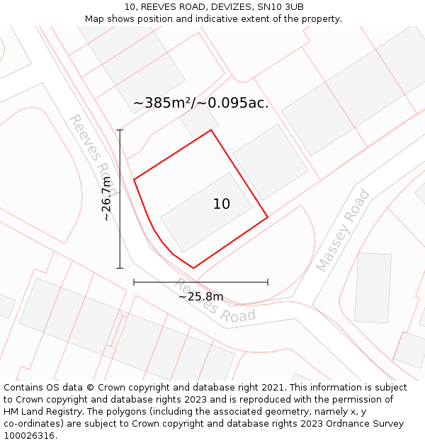 10, REEVES ROAD, DEVIZES, SN10 3UB: Plot and title map