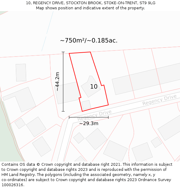 10, REGENCY DRIVE, STOCKTON BROOK, STOKE-ON-TRENT, ST9 9LG: Plot and title map