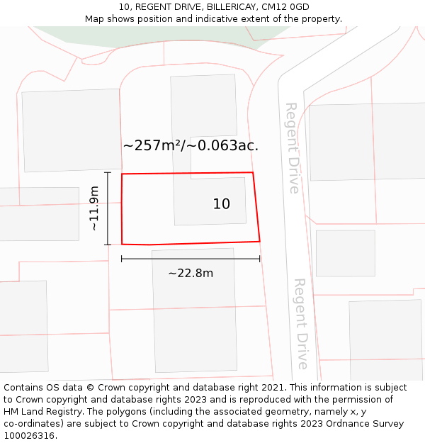 10, REGENT DRIVE, BILLERICAY, CM12 0GD: Plot and title map