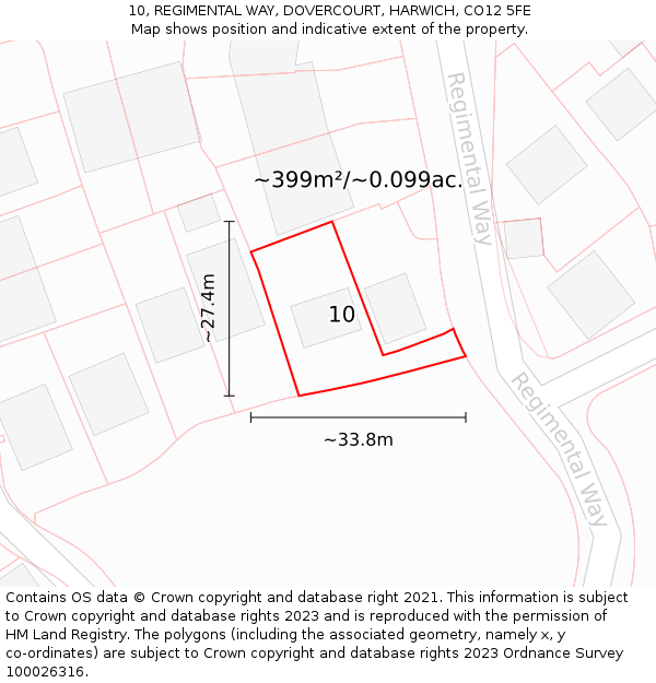 10, REGIMENTAL WAY, DOVERCOURT, HARWICH, CO12 5FE: Plot and title map