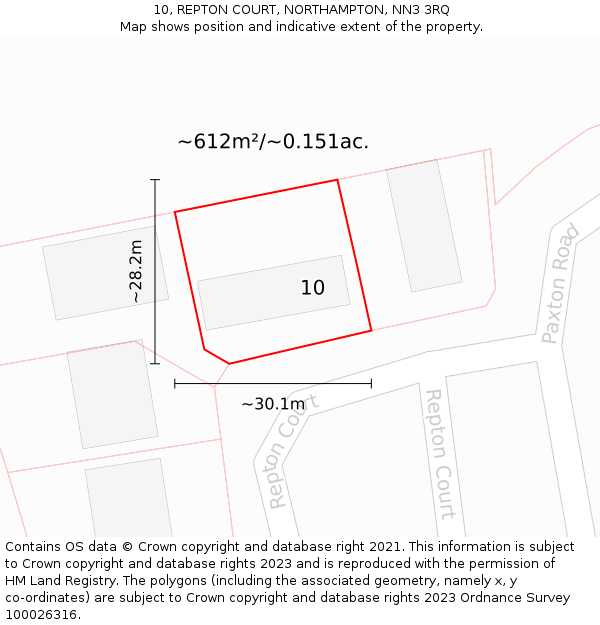 10, REPTON COURT, NORTHAMPTON, NN3 3RQ: Plot and title map