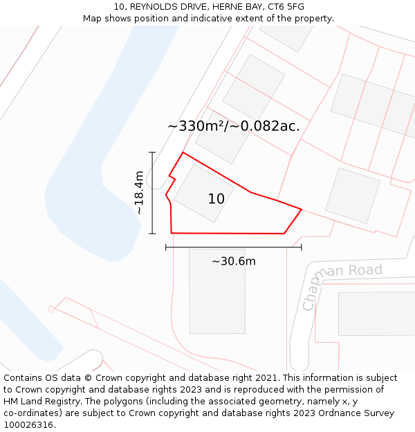 10, REYNOLDS DRIVE, HERNE BAY, CT6 5FG: Plot and title map