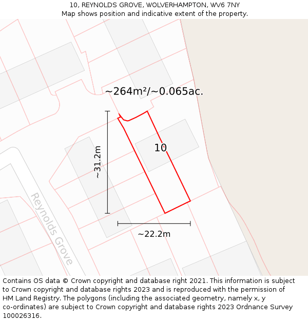 10, REYNOLDS GROVE, WOLVERHAMPTON, WV6 7NY: Plot and title map