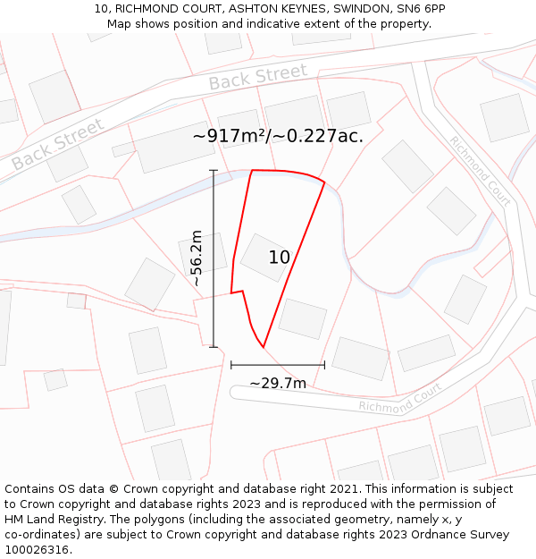 10, RICHMOND COURT, ASHTON KEYNES, SWINDON, SN6 6PP: Plot and title map