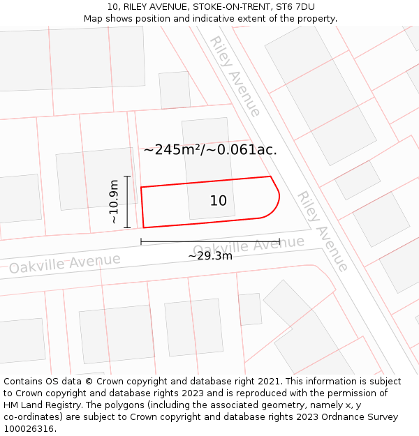 10, RILEY AVENUE, STOKE-ON-TRENT, ST6 7DU: Plot and title map