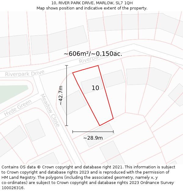 10, RIVER PARK DRIVE, MARLOW, SL7 1QH: Plot and title map