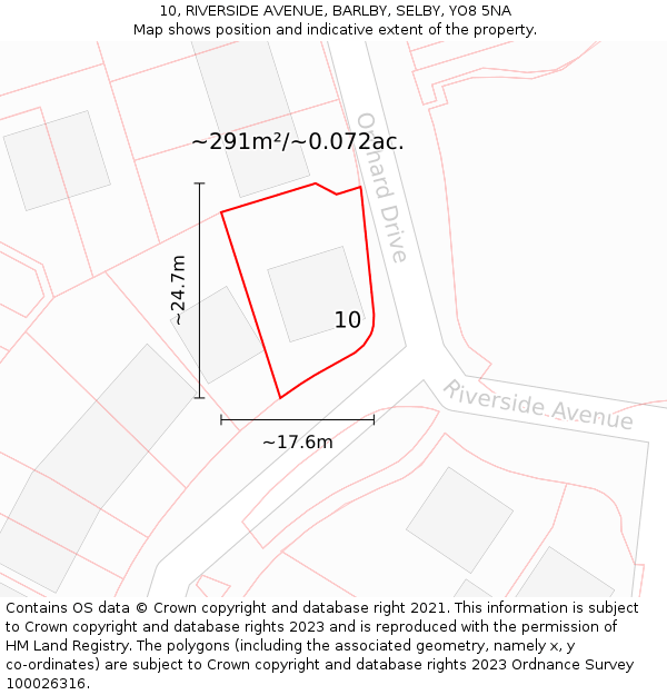 10, RIVERSIDE AVENUE, BARLBY, SELBY, YO8 5NA: Plot and title map