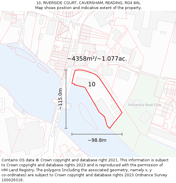 10, RIVERSIDE COURT, CAVERSHAM, READING, RG4 8AL: Plot and title map