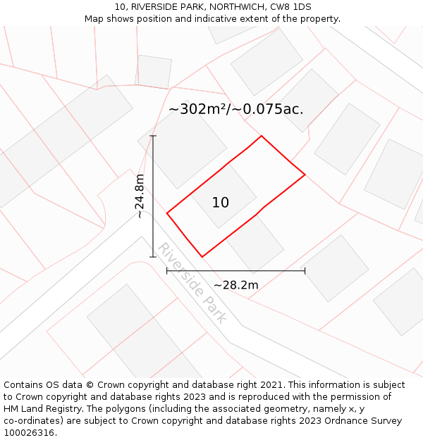 10, RIVERSIDE PARK, NORTHWICH, CW8 1DS: Plot and title map