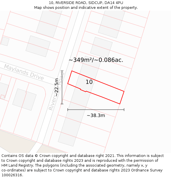 10, RIVERSIDE ROAD, SIDCUP, DA14 4PU: Plot and title map