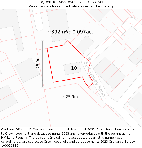 10, ROBERT DAVY ROAD, EXETER, EX2 7AX: Plot and title map