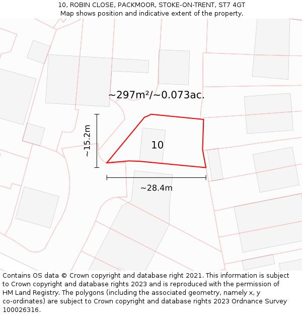 10, ROBIN CLOSE, PACKMOOR, STOKE-ON-TRENT, ST7 4GT: Plot and title map