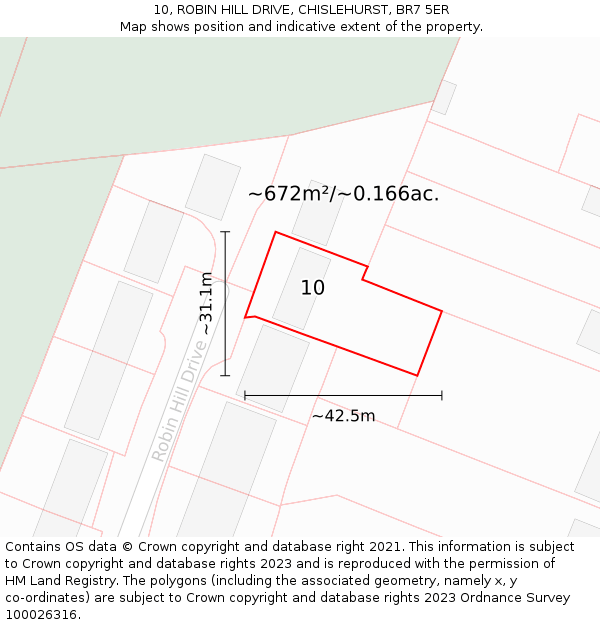 10, ROBIN HILL DRIVE, CHISLEHURST, BR7 5ER: Plot and title map