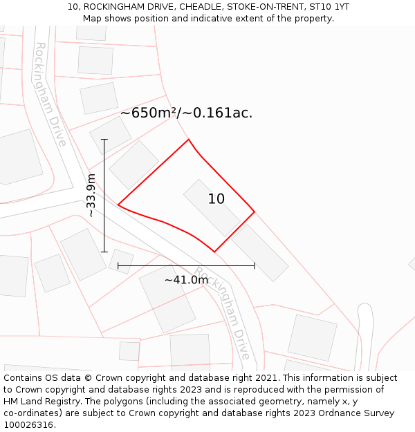 10, ROCKINGHAM DRIVE, CHEADLE, STOKE-ON-TRENT, ST10 1YT: Plot and title map
