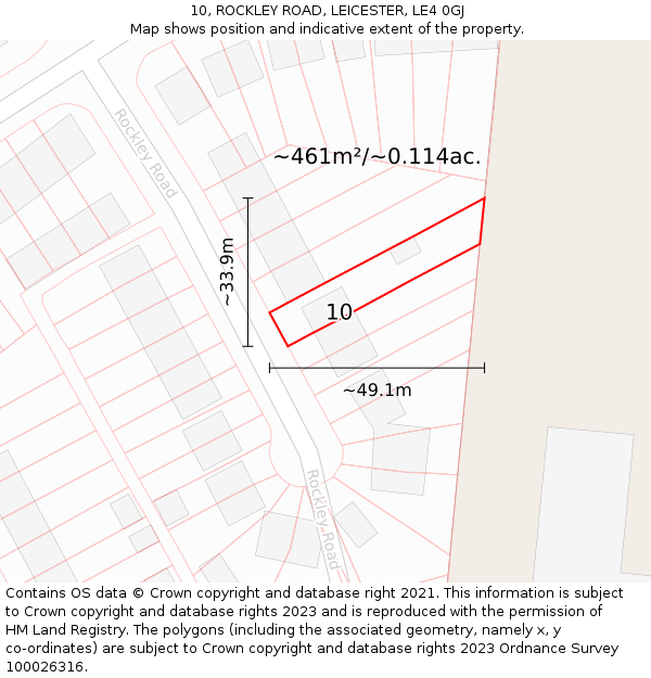 10, ROCKLEY ROAD, LEICESTER, LE4 0GJ: Plot and title map