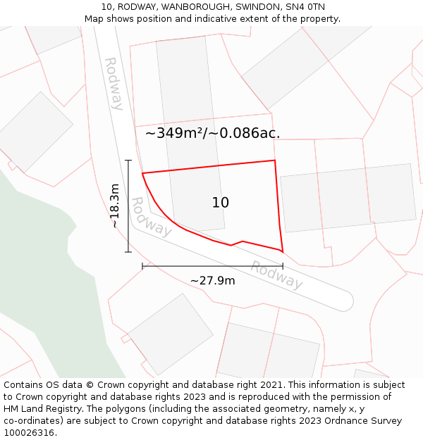 10, RODWAY, WANBOROUGH, SWINDON, SN4 0TN: Plot and title map