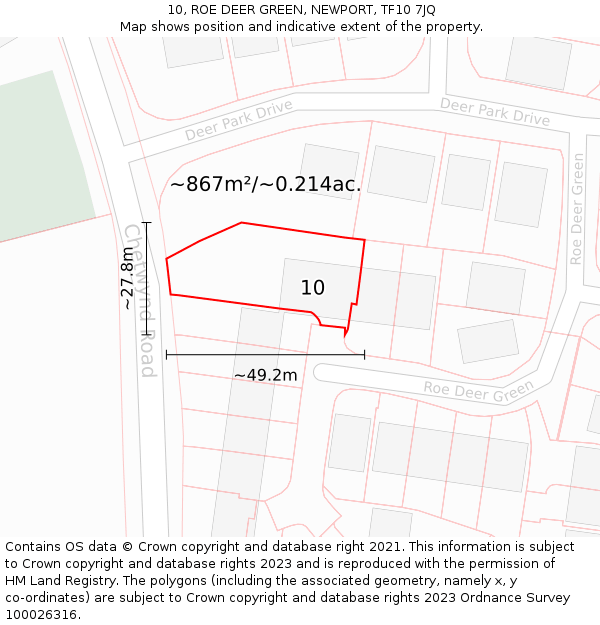 10, ROE DEER GREEN, NEWPORT, TF10 7JQ: Plot and title map