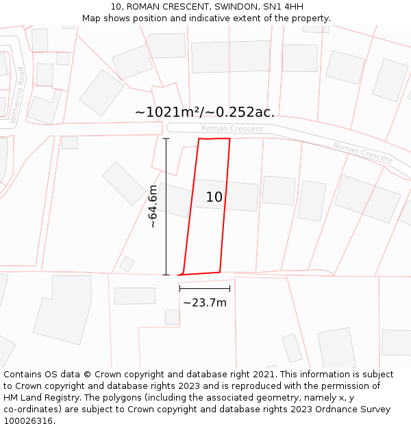 10, ROMAN CRESCENT, SWINDON, SN1 4HH: Plot and title map