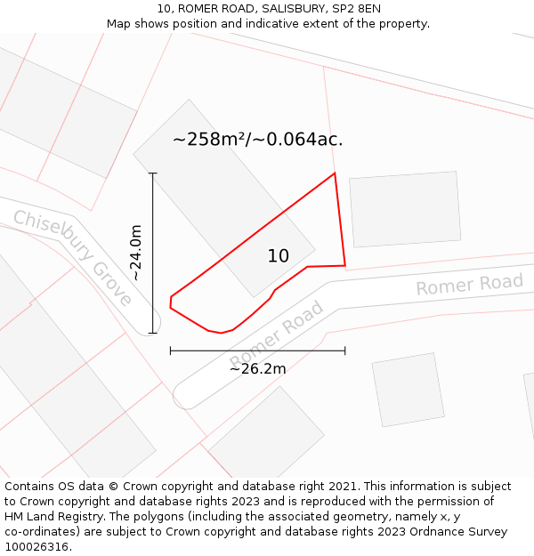 10, ROMER ROAD, SALISBURY, SP2 8EN: Plot and title map