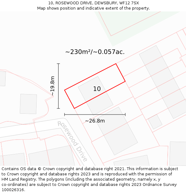 10, ROSEWOOD DRIVE, DEWSBURY, WF12 7SX: Plot and title map