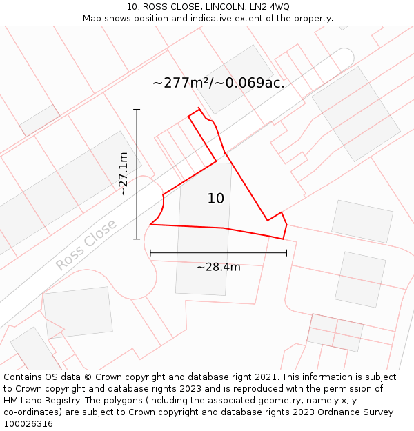 10, ROSS CLOSE, LINCOLN, LN2 4WQ: Plot and title map