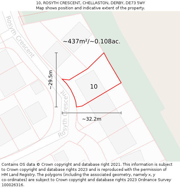 10, ROSYTH CRESCENT, CHELLASTON, DERBY, DE73 5WY: Plot and title map