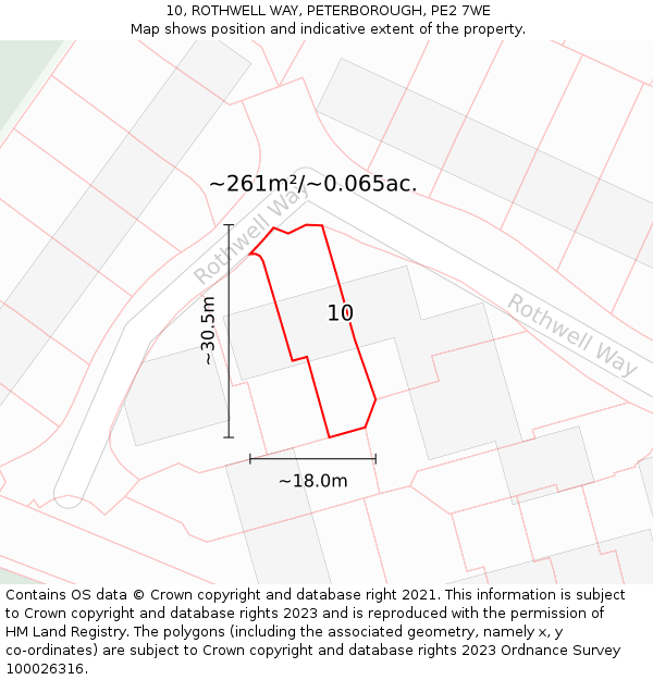 10, ROTHWELL WAY, PETERBOROUGH, PE2 7WE: Plot and title map