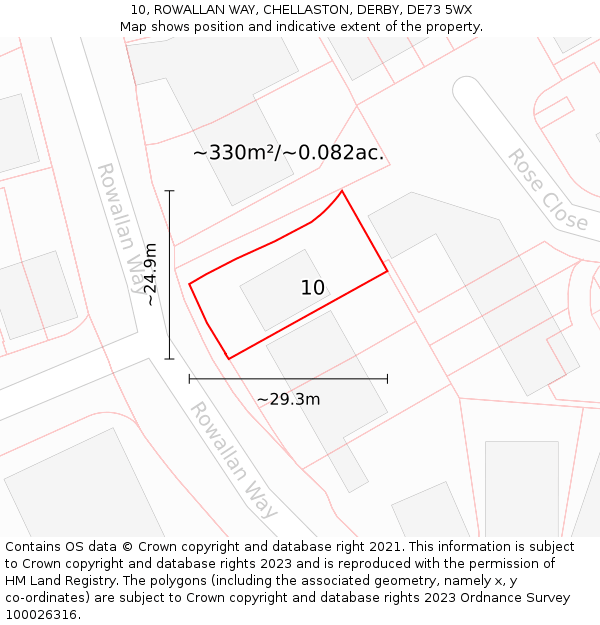 10, ROWALLAN WAY, CHELLASTON, DERBY, DE73 5WX: Plot and title map