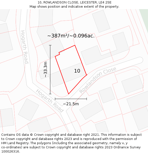 10, ROWLANDSON CLOSE, LEICESTER, LE4 2SE: Plot and title map