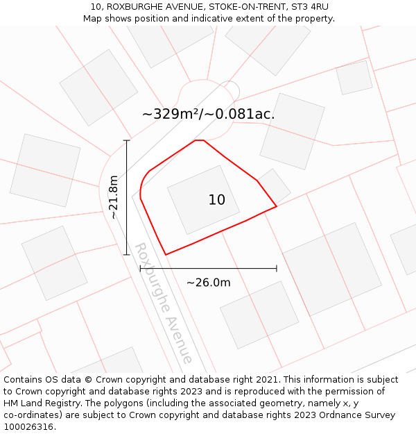 10, ROXBURGHE AVENUE, STOKE-ON-TRENT, ST3 4RU: Plot and title map