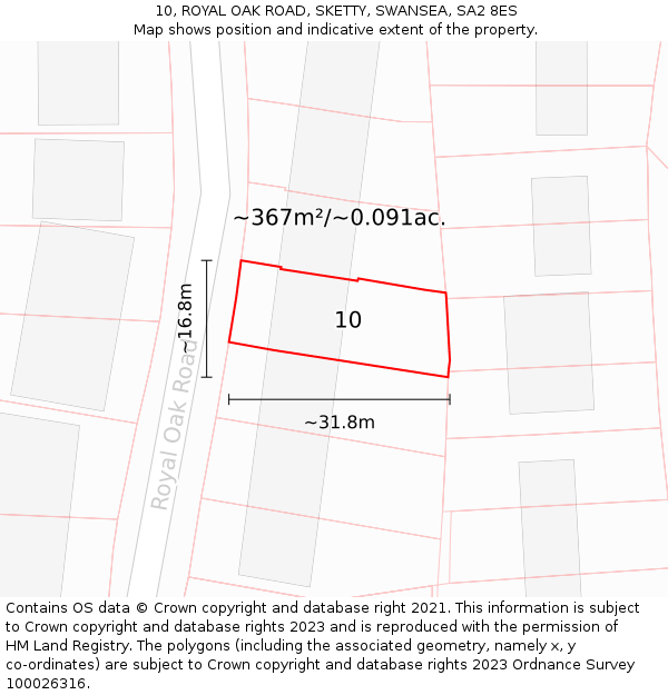 10, ROYAL OAK ROAD, SKETTY, SWANSEA, SA2 8ES: Plot and title map