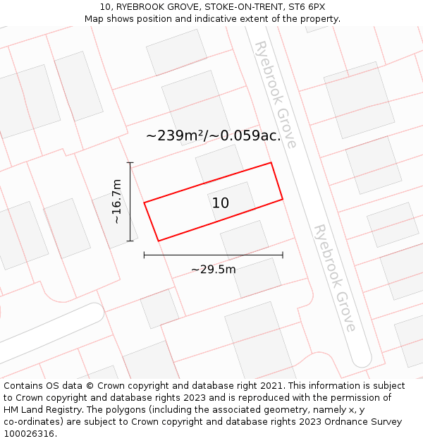 10, RYEBROOK GROVE, STOKE-ON-TRENT, ST6 6PX: Plot and title map