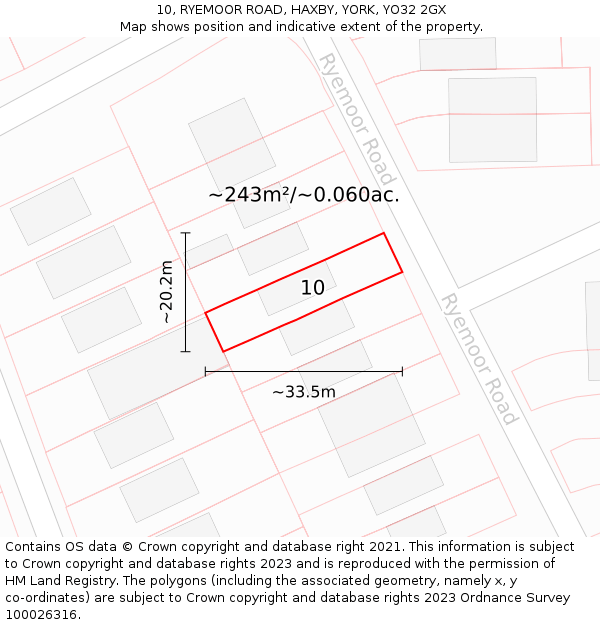 10, RYEMOOR ROAD, HAXBY, YORK, YO32 2GX: Plot and title map