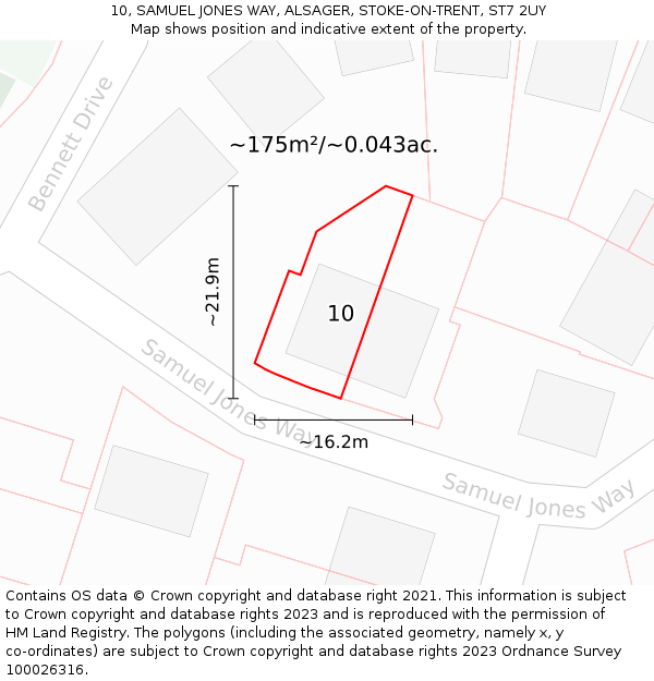 10, SAMUEL JONES WAY, ALSAGER, STOKE-ON-TRENT, ST7 2UY: Plot and title map