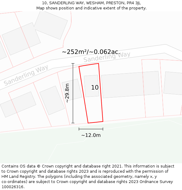 10, SANDERLING WAY, WESHAM, PRESTON, PR4 3JL: Plot and title map