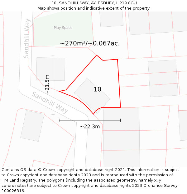 10, SANDHILL WAY, AYLESBURY, HP19 8GU: Plot and title map