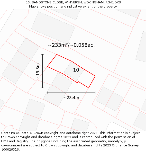 10, SANDSTONE CLOSE, WINNERSH, WOKINGHAM, RG41 5XS: Plot and title map