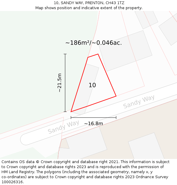 10, SANDY WAY, PRENTON, CH43 1TZ: Plot and title map